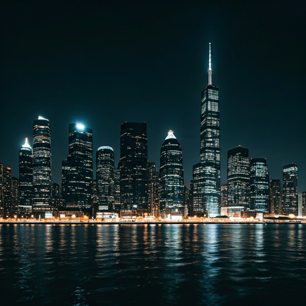 City skyline at night